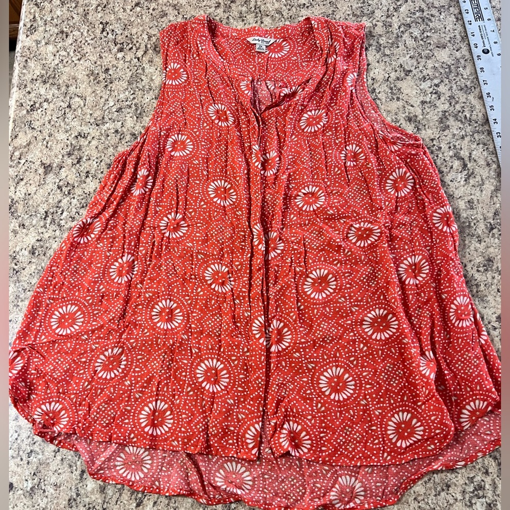 Lucky Brand Sleeveless Floral Print Tank top orange boho flowy